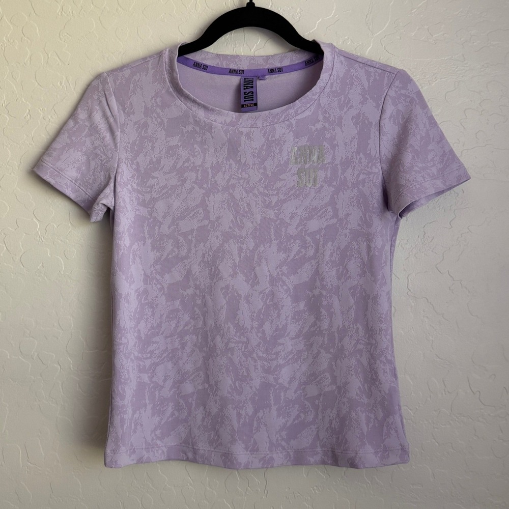 Anna Sui Women's Active Short Sleeve Shirt Purple Medium